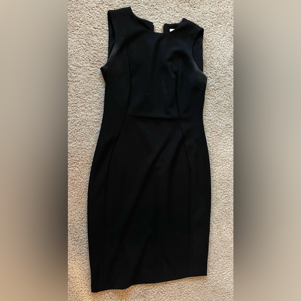Classy black Calvin Klein dress with gold zipper, size 6